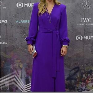 Dries Van Noten Vibrant Purple Long Sleeve Dress